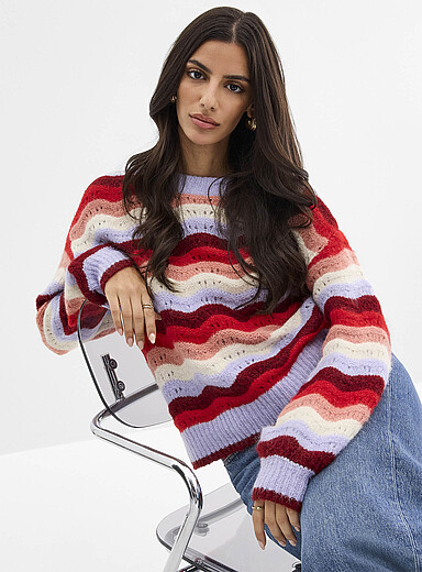 Pointelle knit wavy stripes sweater | Vero Moda | Stripes & Patterns ...
