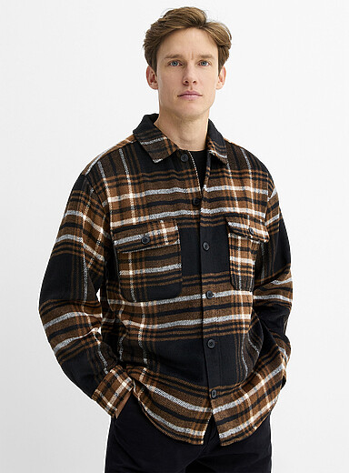 Jack & Jones Chocolate/Espresso Soft felt overshirt for men