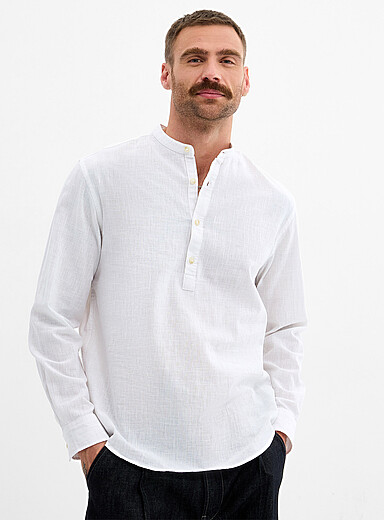 Cotton-linen pull-on shirt