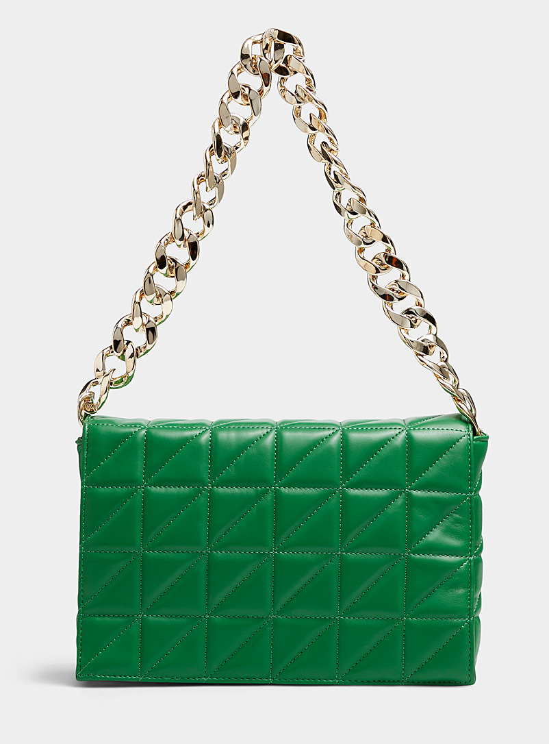 Only Green Quilted flap bag for women