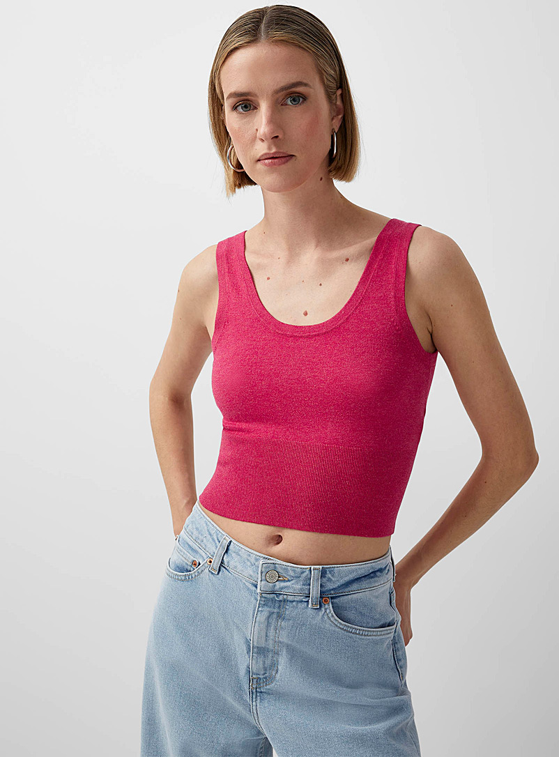 JJXX Pink Scoop-neck knitted cami for women