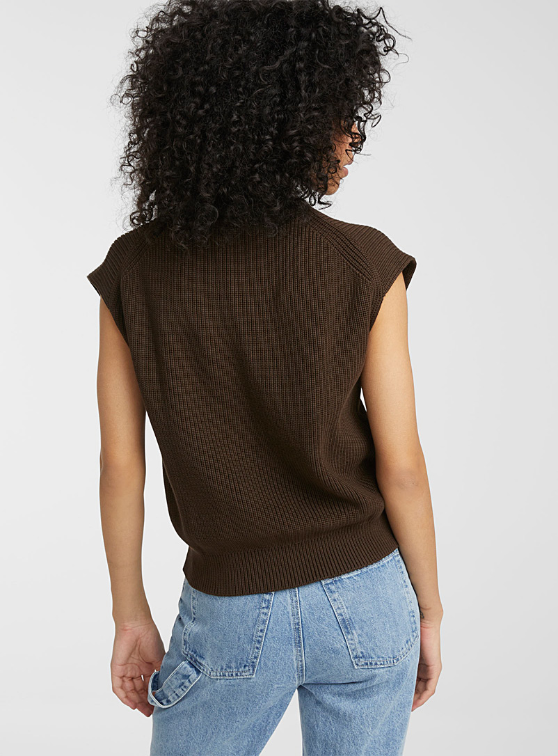 JJXX Brown Shaker-rib sweater vest for women