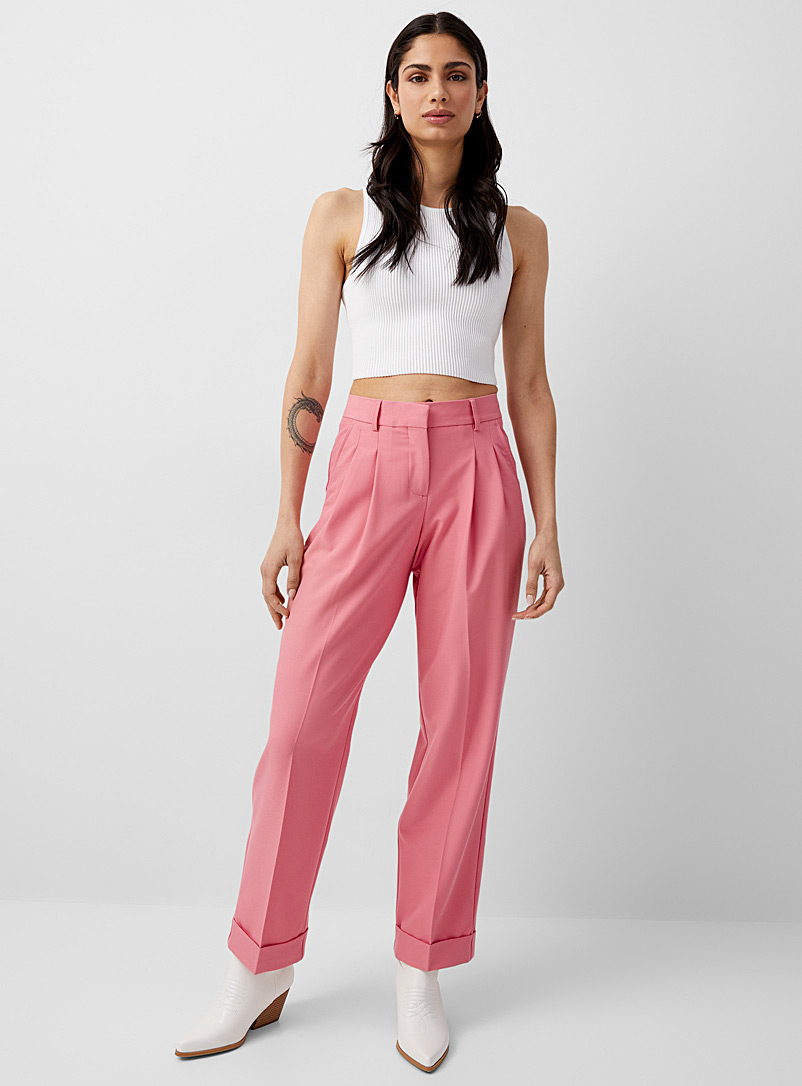 JJXX Pink Pleated straight pant for women