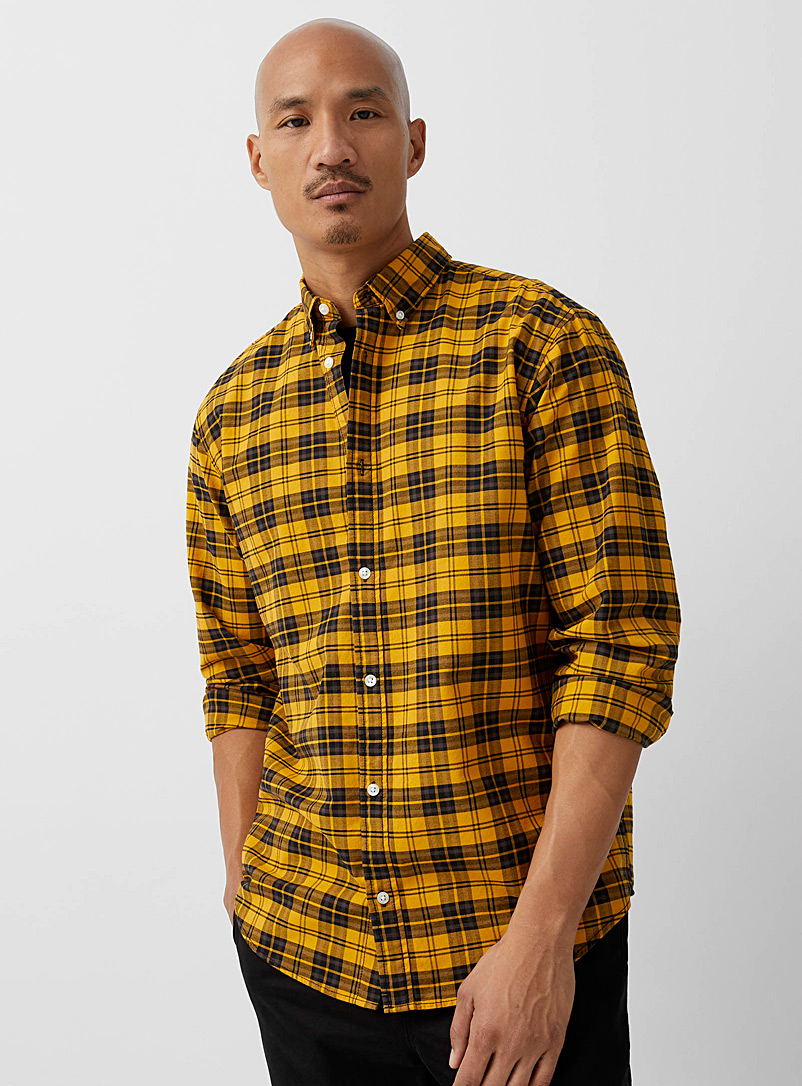 Jack & Jones Dark Yellow Tartan Oxford shirt Comfort fit for men