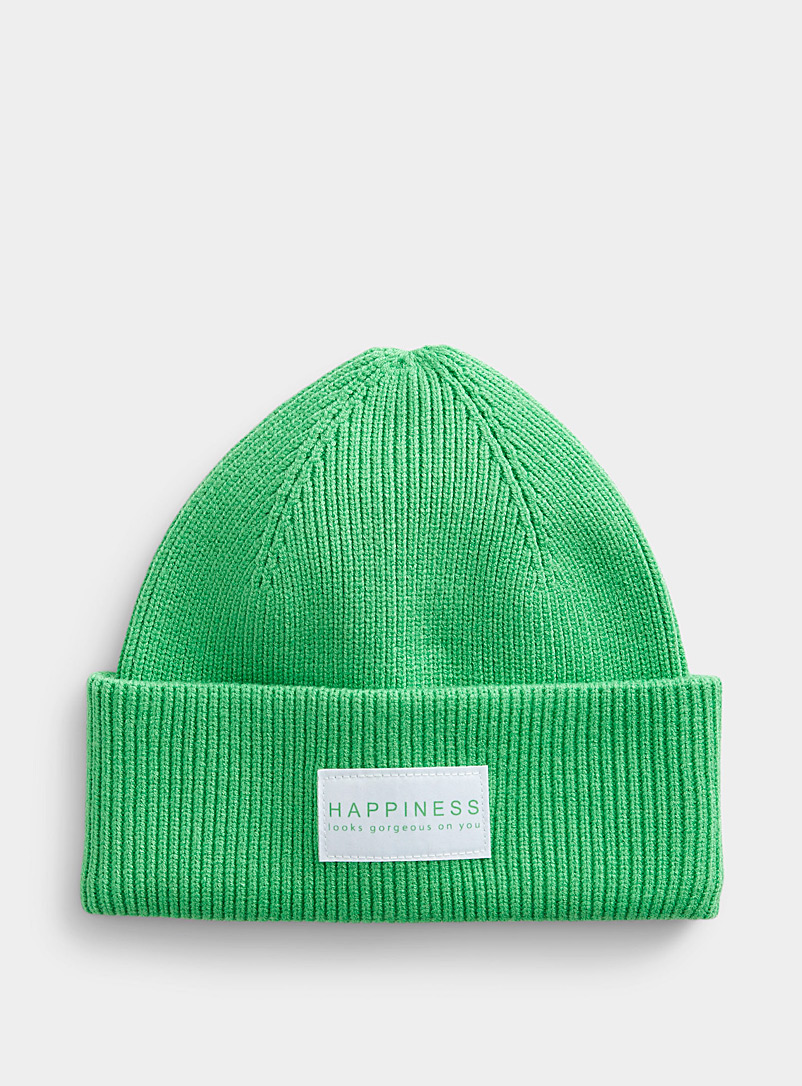 Only Pine/Bottle Green Positive emblem ribbed tuque for women