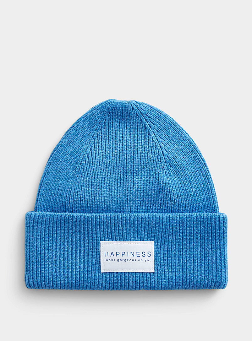 Only Sapphire Blue Positive emblem ribbed tuque for women