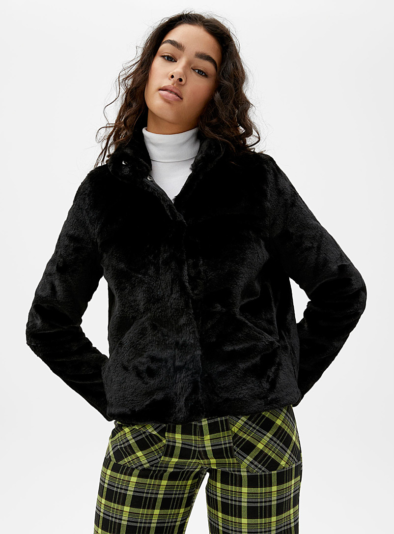 Only Black Funky plush coat for women