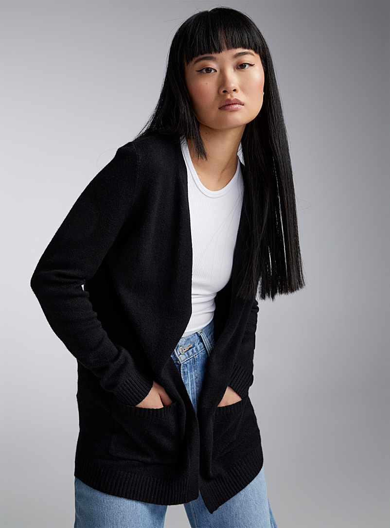 Only Black Patch pocket open cardigan for women