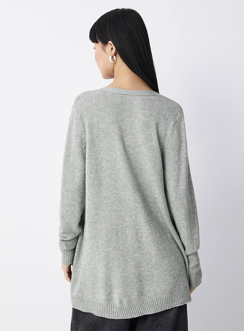 Cardigan Long Gris à Poches Almost Famous - Taille M - Ouvert Devant Sans Col - Occasion Très Bon état