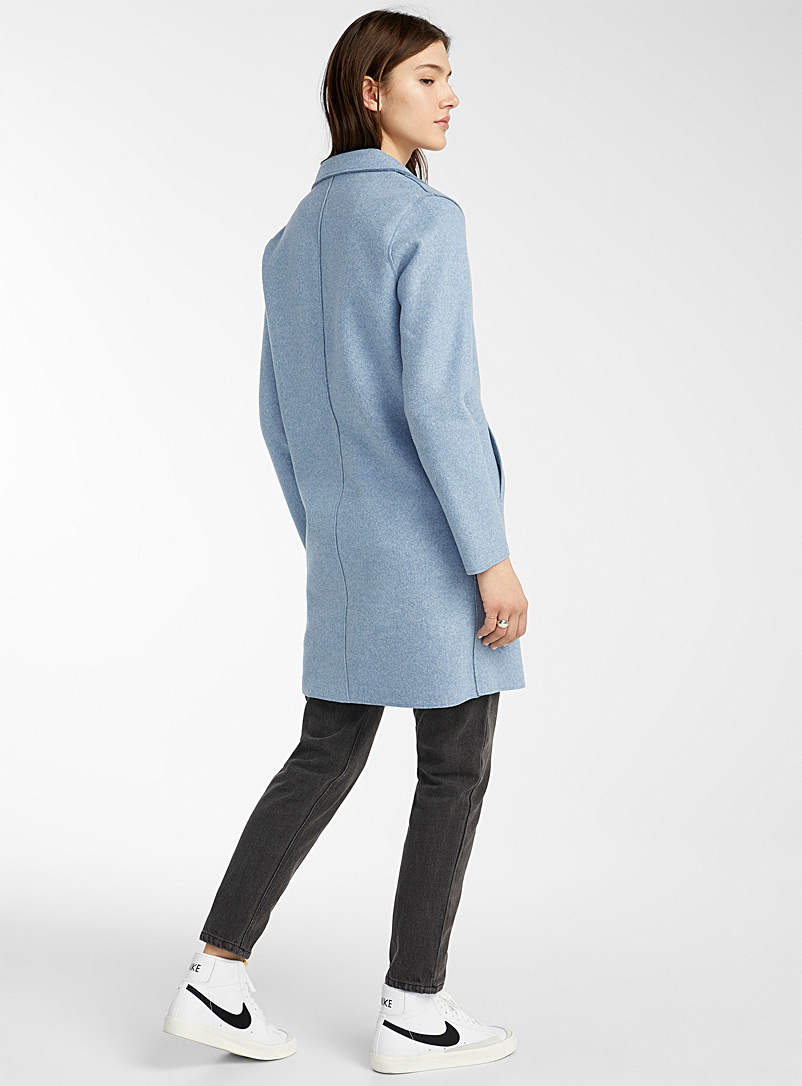 Only Slate Blue Minimalist felt coat for women
