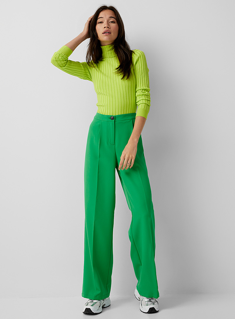 Only: Le pantalon large vert pigmenté Vert vif-irlandais-émerau pour femme