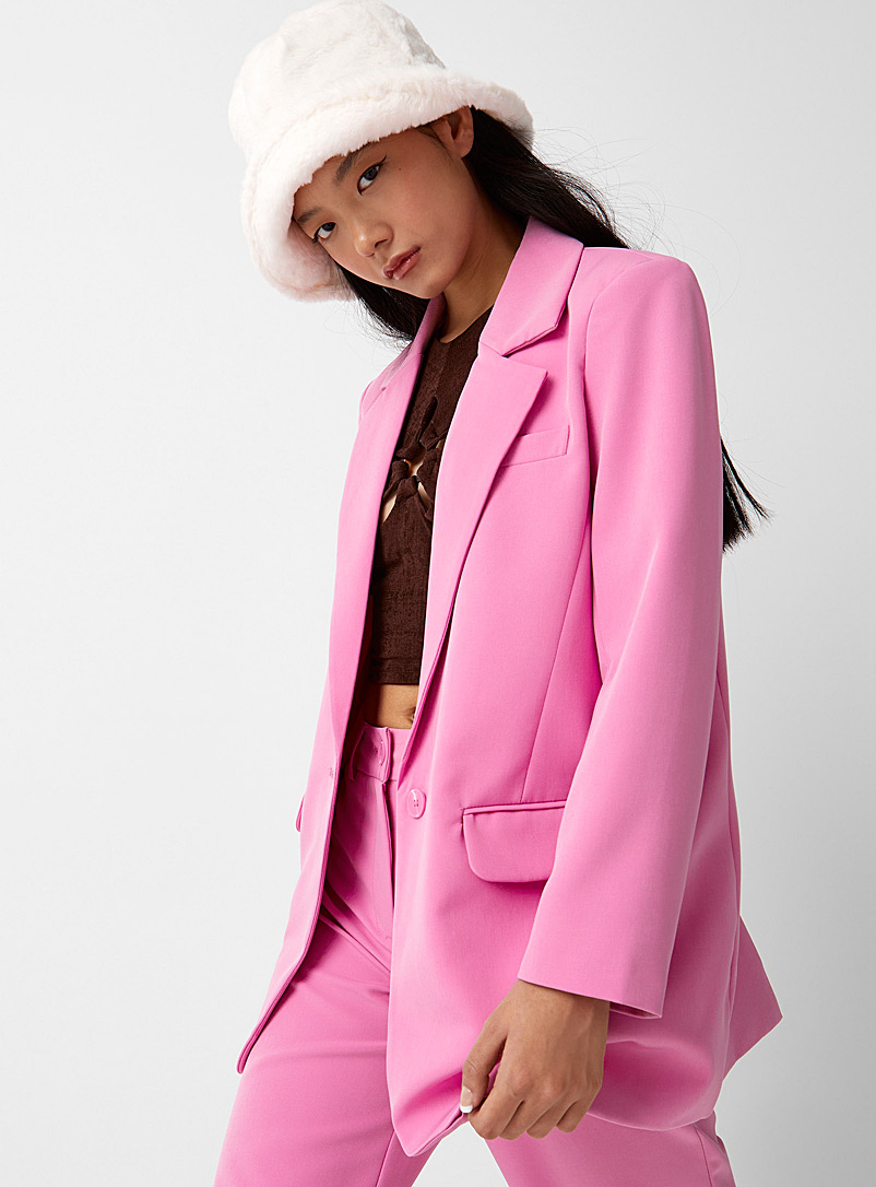 Only Dusky Pink Oversized single-button blazer for women