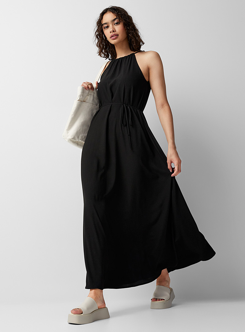 Only Black Tie cord ruffled collar dress for women