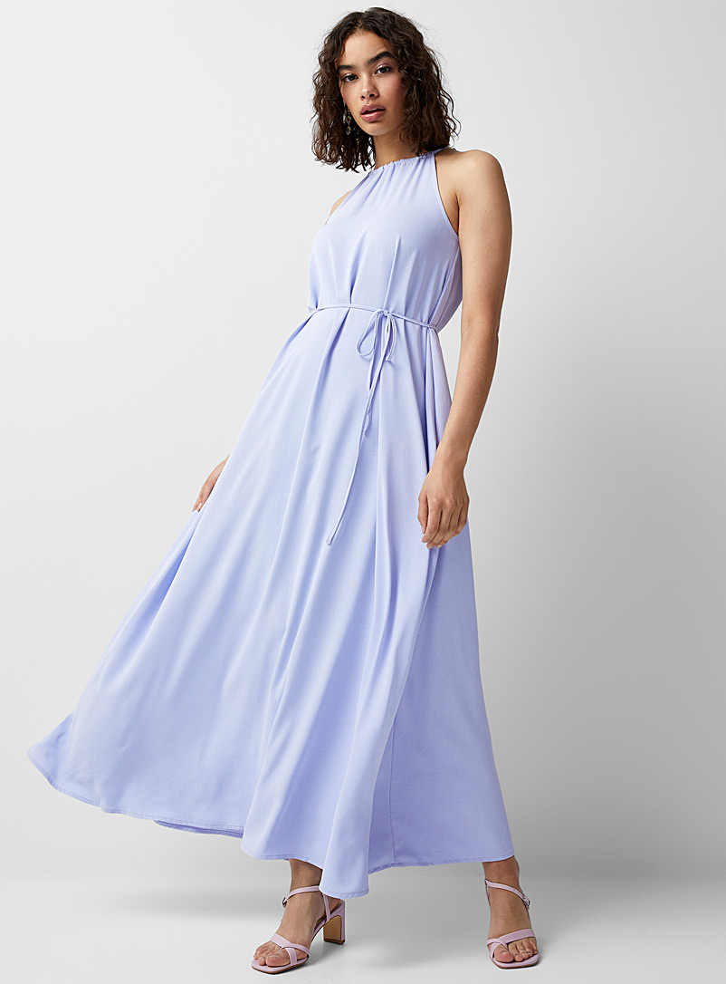 Only: La robe col froncé cordon à boucler Bleu pâle-bleu poudre pour femme