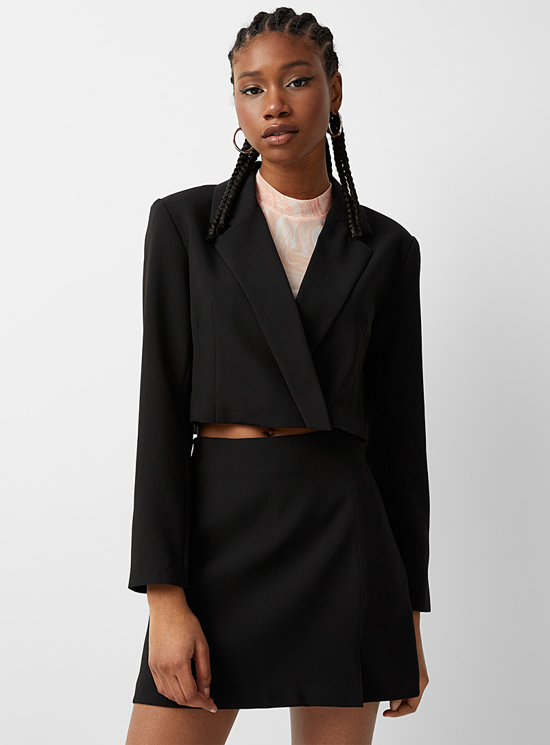 Only Black Double-breasted cropped blazer for women
