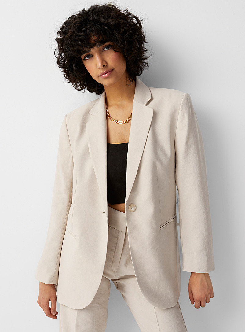 Only Ivory White Coloured loose-fit blazer for women