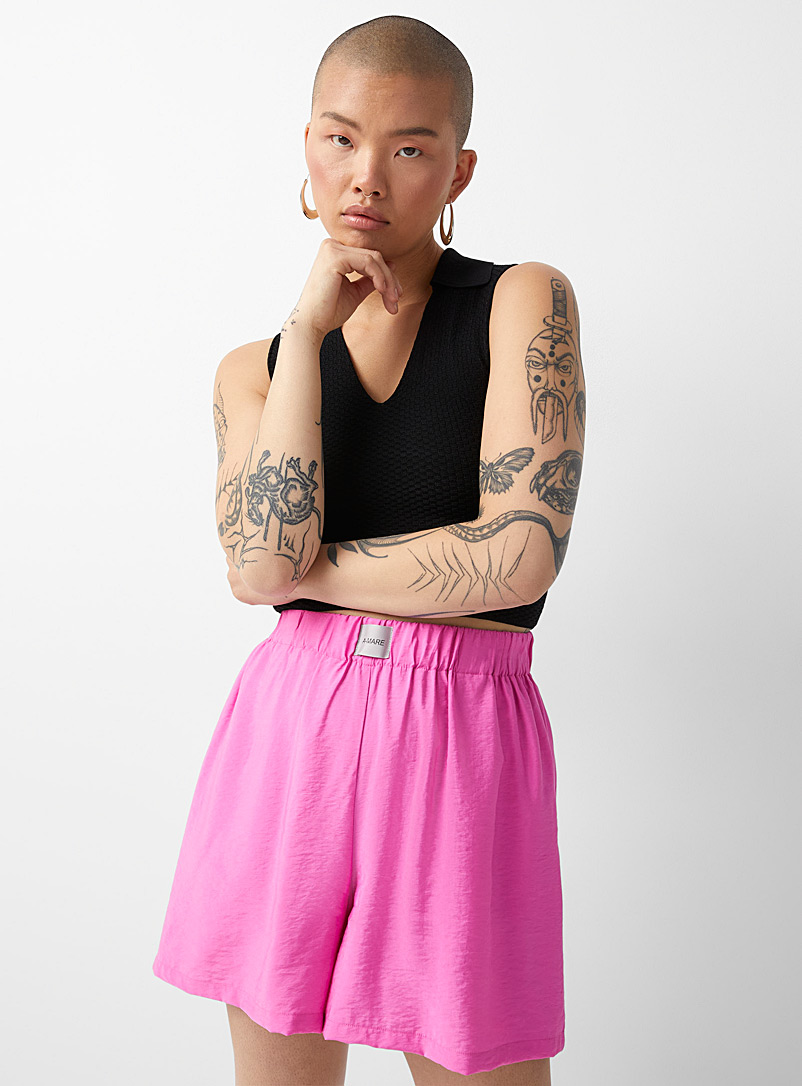 Only Pink Coloured loose-fit Bermudas for women