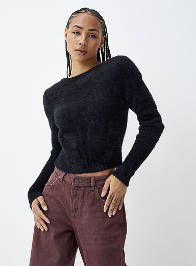 Island Luna Chenille Shell Stitch Boat-Neck Sweater