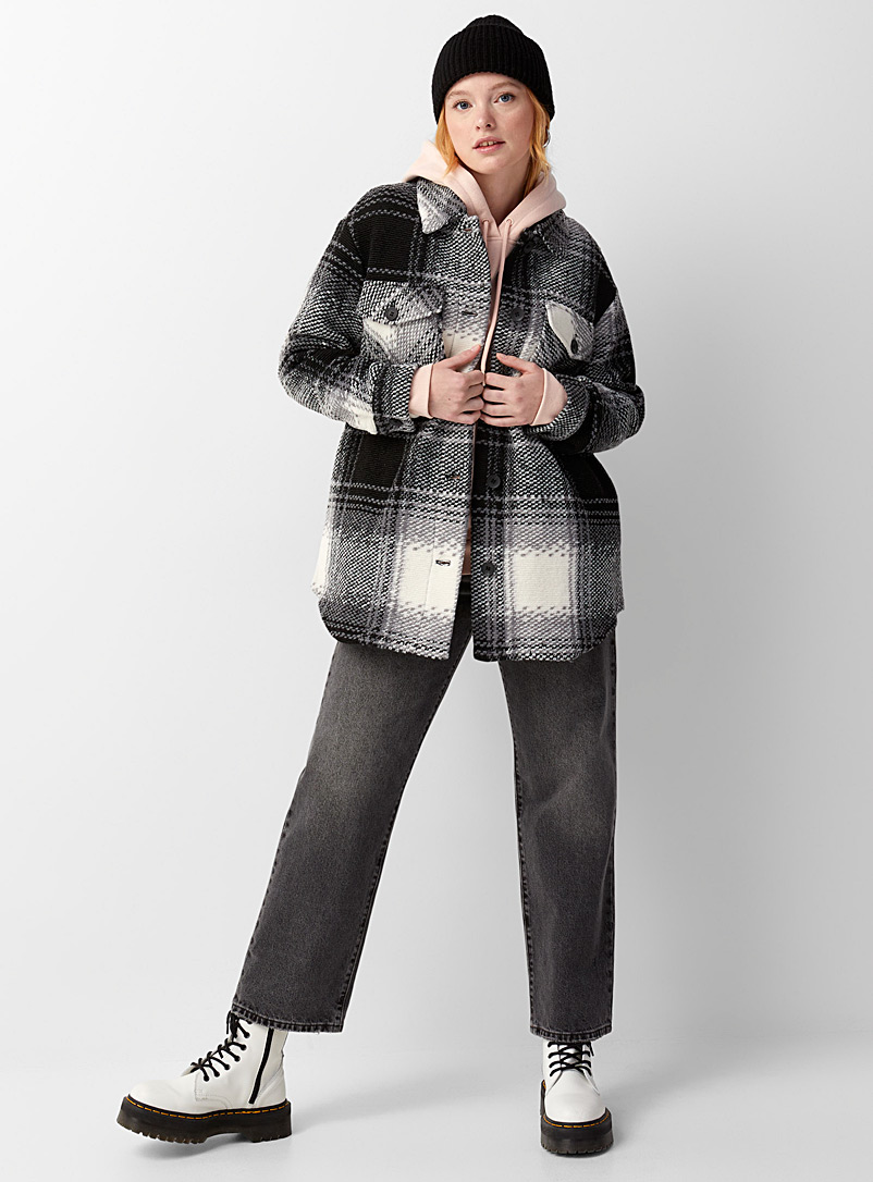 Only Black and White Big tartan overshirt for women