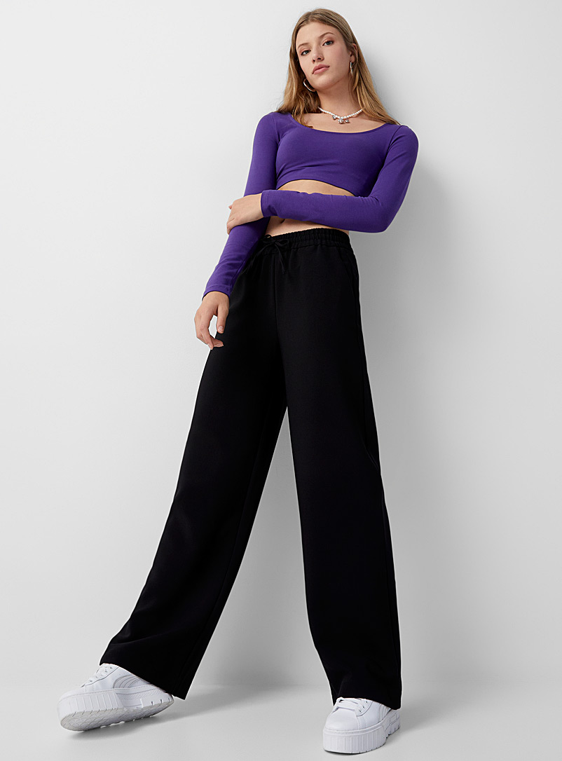 Only Black Elastic-waist wide-leg pant for women