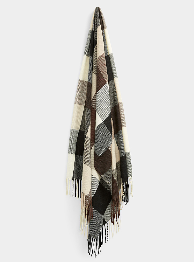 Only Patterned Brown Colourful check twill scarf for women