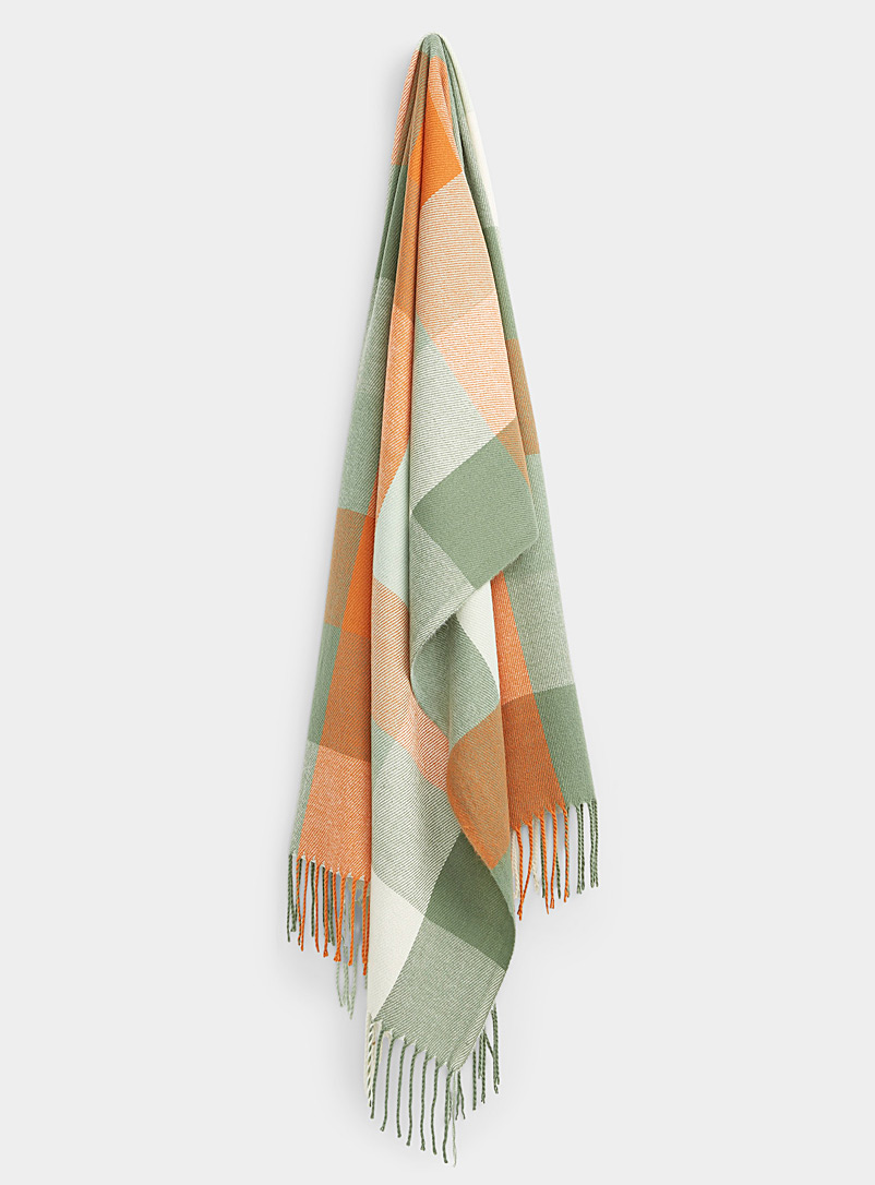 Only Patterned Green Colourful check twill scarf for women