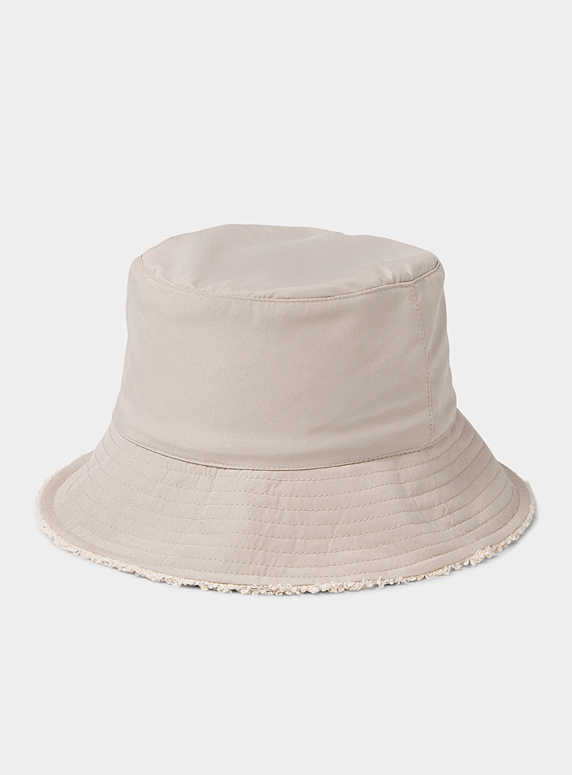 Only Ivory White Bouclé-lined bucket hat for women