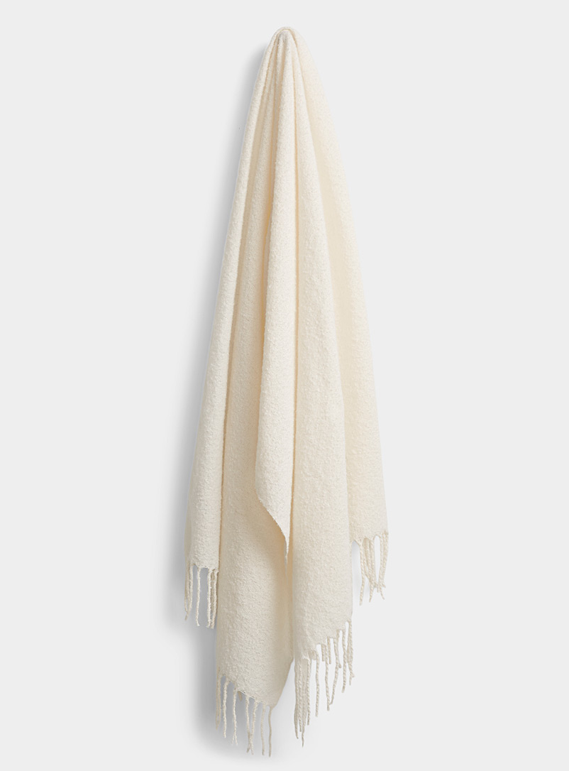 Only Cream Beige Bouclé knit XL scarf for women