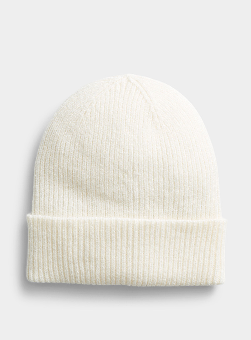 Only Ivory White Rib-knit tuque for women