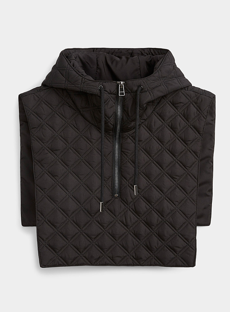 Only Black Quilted hooded bib for women