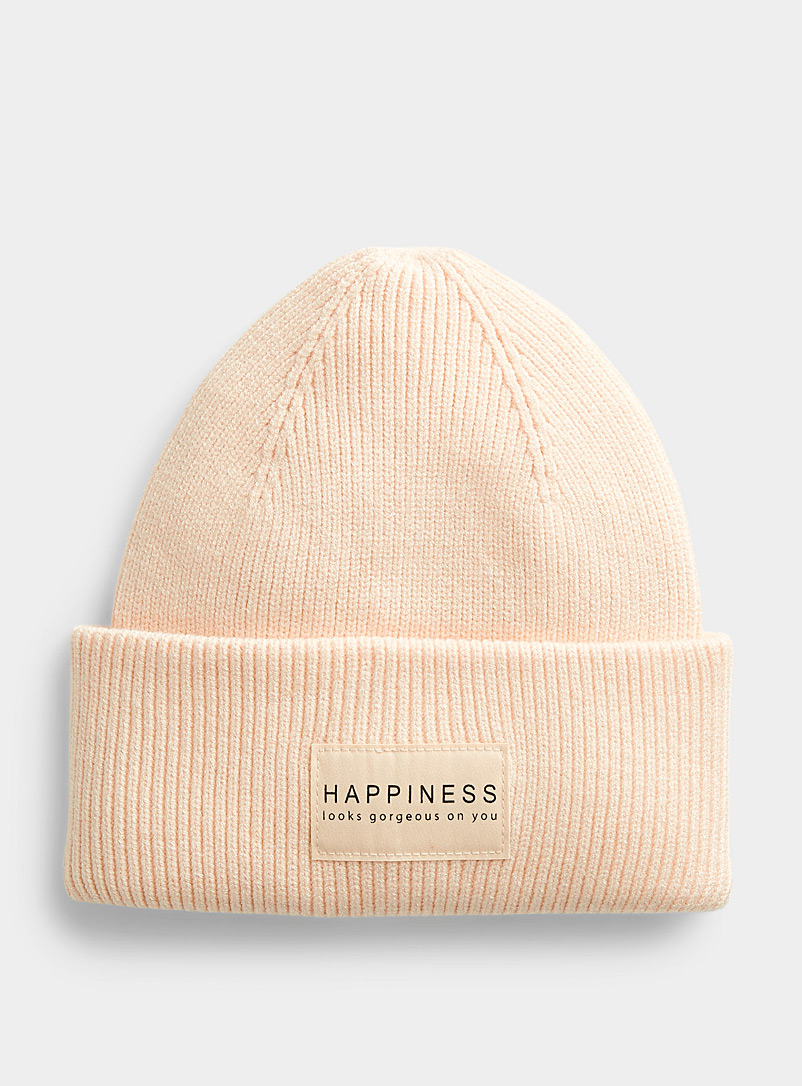 Only Ivory White Positive message tuque for women