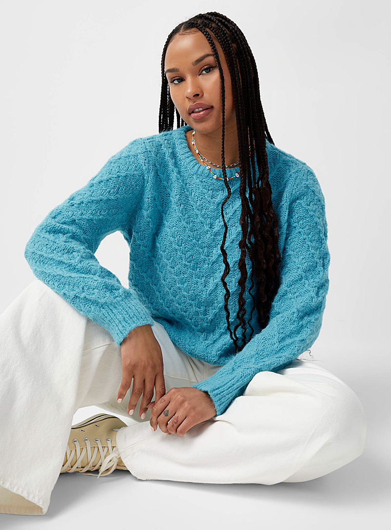 Only Blue Large herringbone pattern sweater for women
