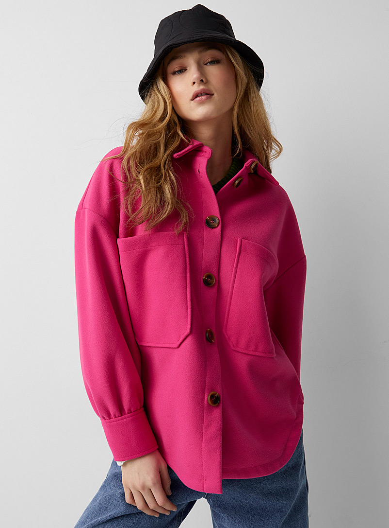 Only Pink Thick felt overshirt for women