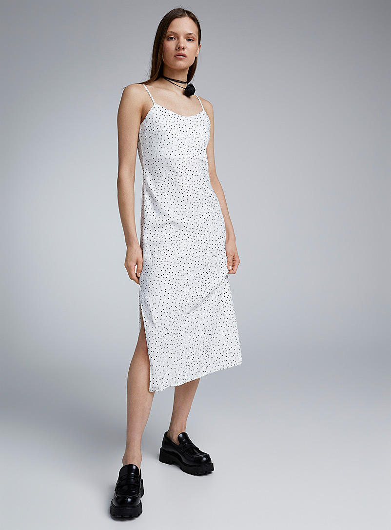Only Black and White Polka dot crepe dress for women