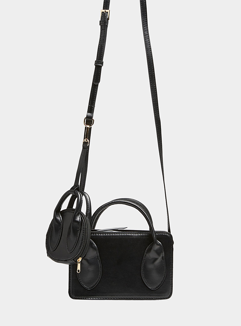 Only Black Topstitched double-handle mini bag for women