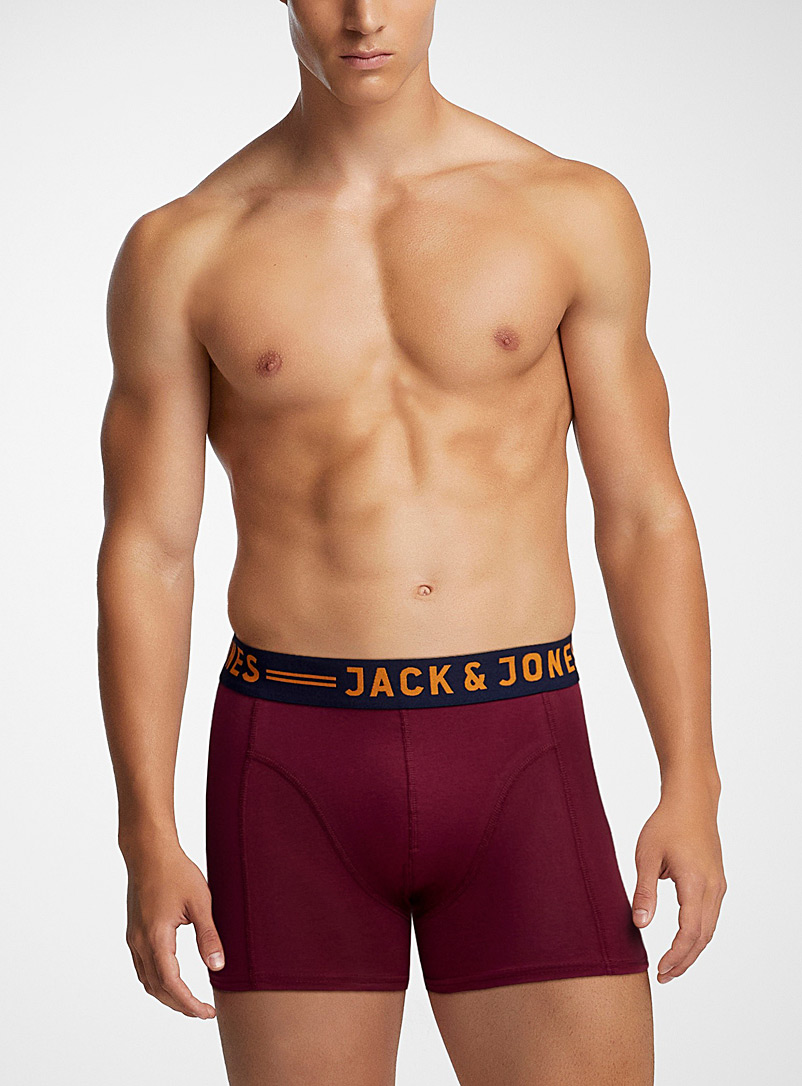 Jack & Jones Burgundy Contrast waist trunk for men