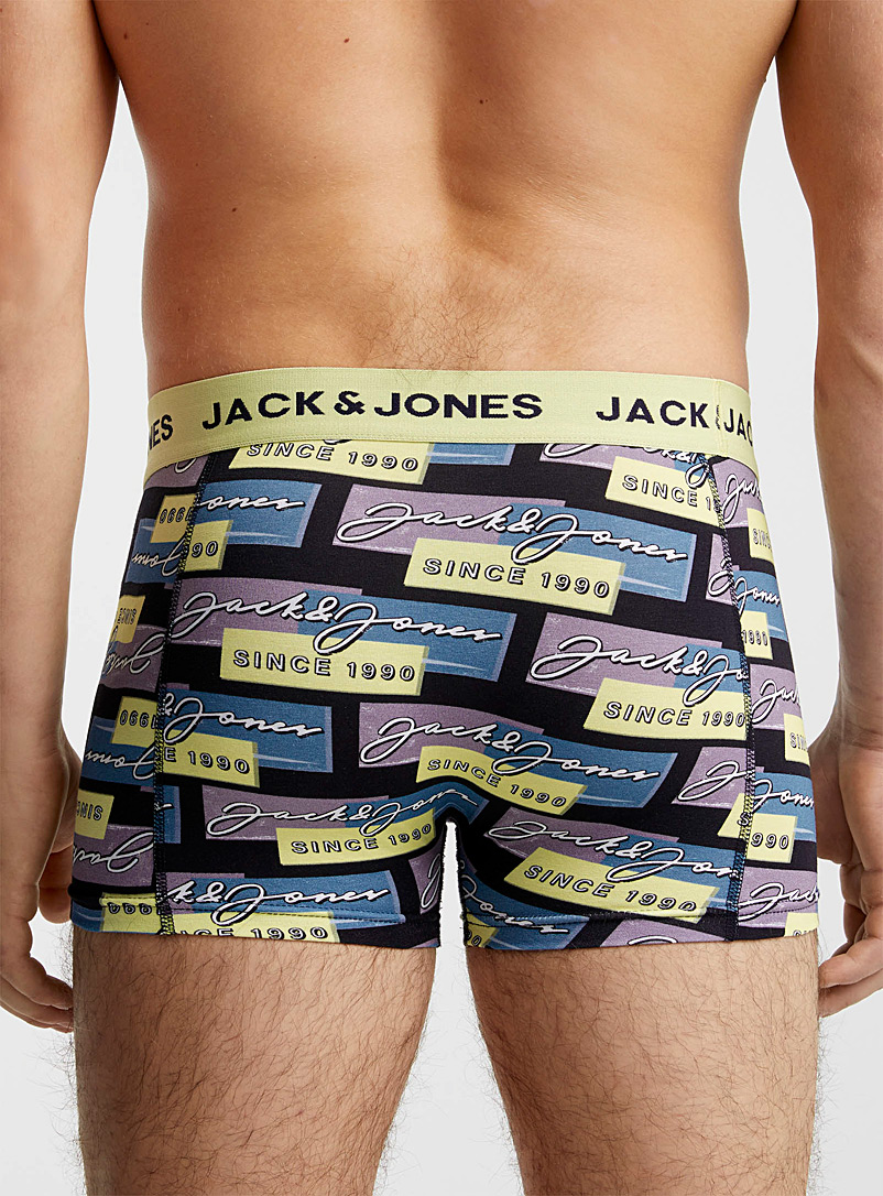 Jack & Jones: Le boxeur court imprimé signature Noir pour homme