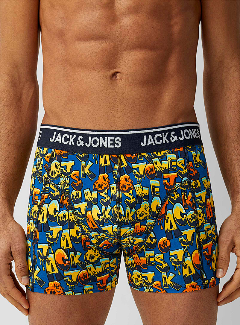 Jack & Jones: Le boxeur court logo graffiti Bleu à motifs pour homme