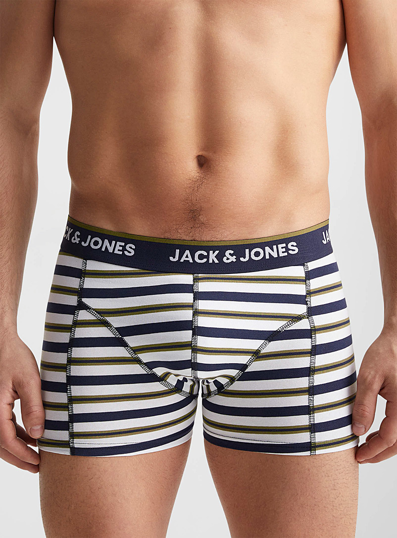 Jack & Jones Patterned White Twin stripe trunk for men