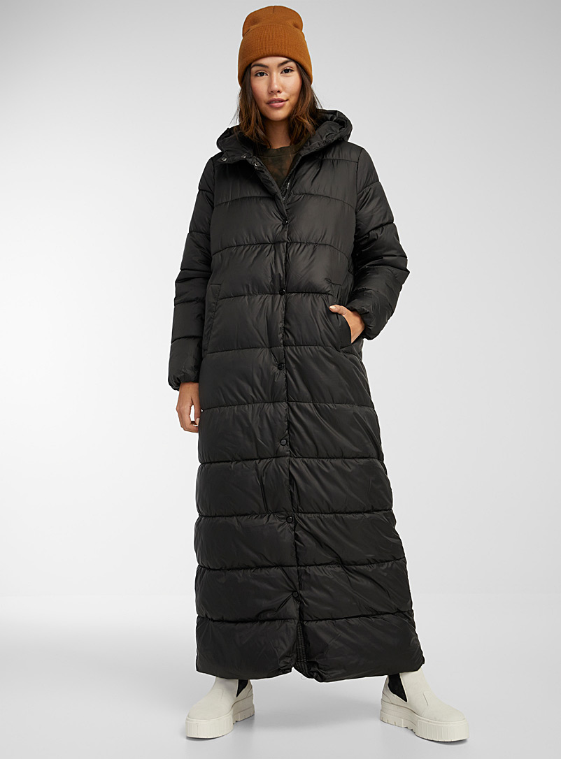 Only Black Long puffy black quilted parka for women
