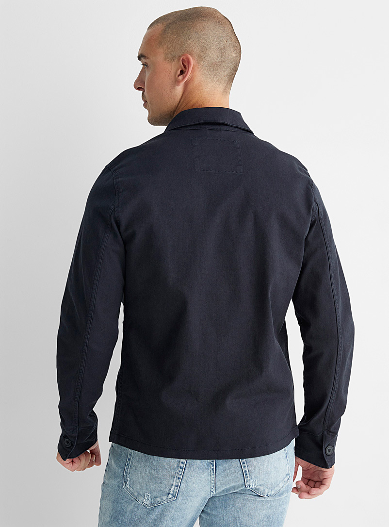 Jack & Jones Marine Blue Stretch cotton chore jacket for men