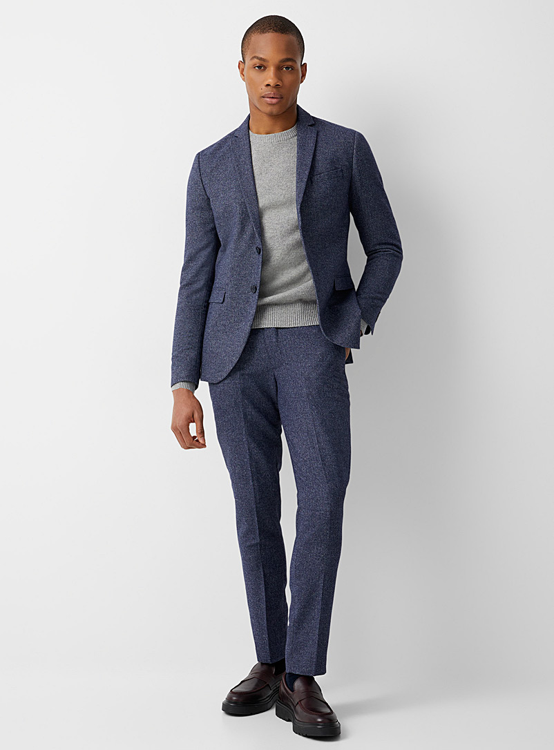 Jack & Jones Marine Blue Herringbone tweed suit Slim fit for men