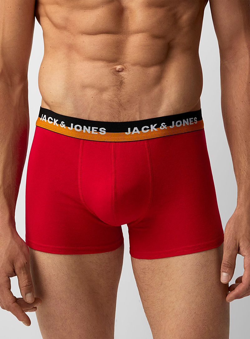Jack & Jones: Le boxeur court bande bicolore Rouge pour homme