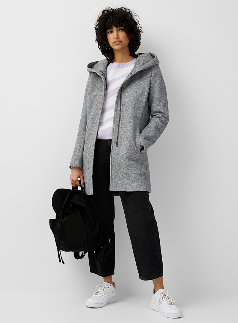 Only Grey Sedona heathered fitted coat for women