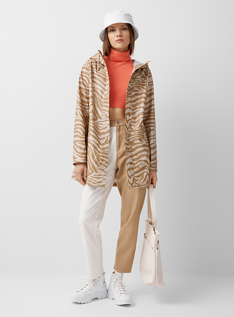 Only Patterned Ecru Beige zebra raincoat for women