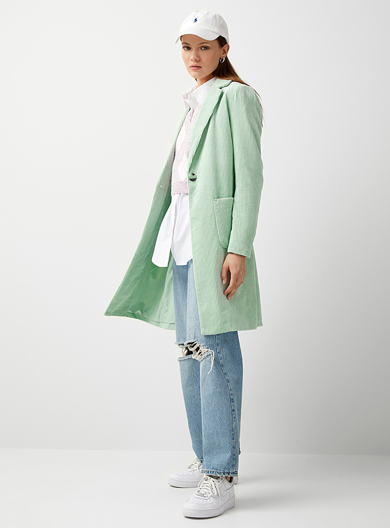 Only Lime Green Mint corduroy coat for women