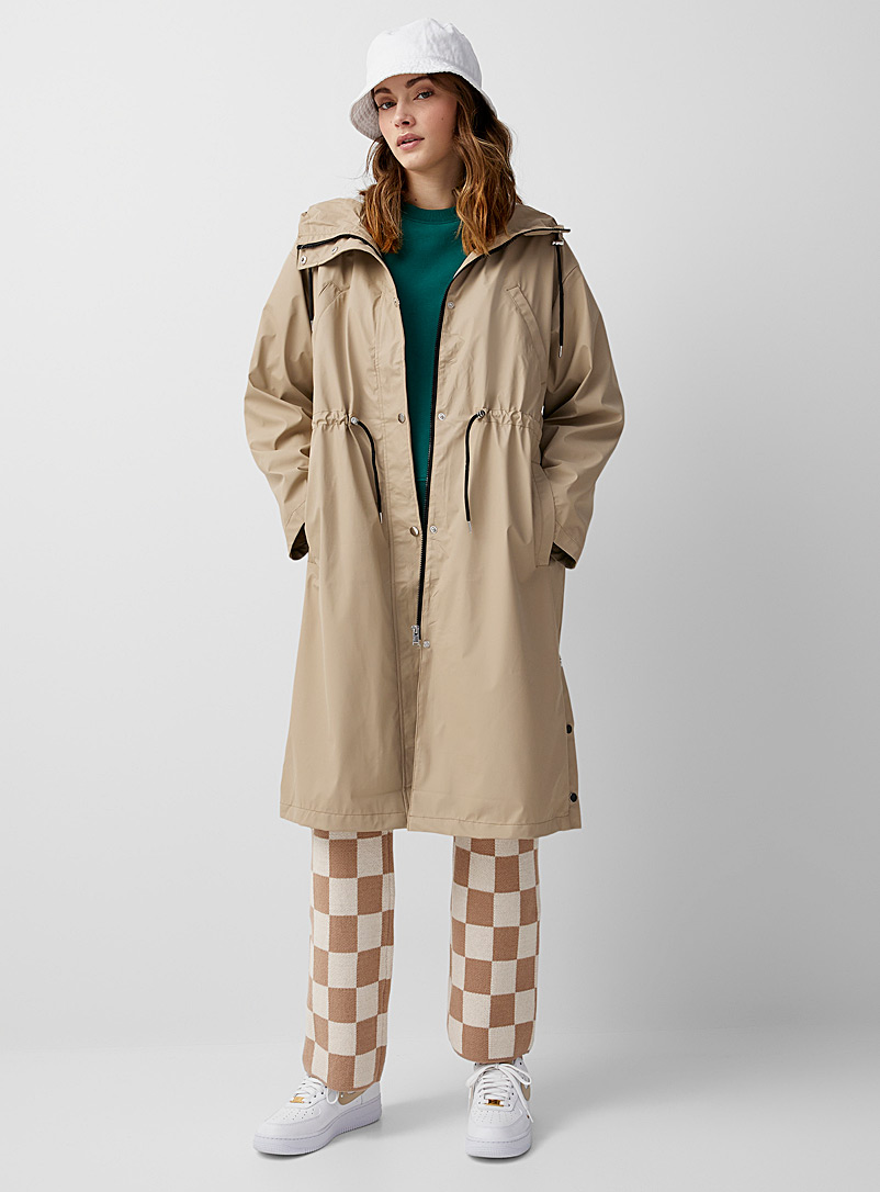 Only Cream Beige Marie long raincoat for women