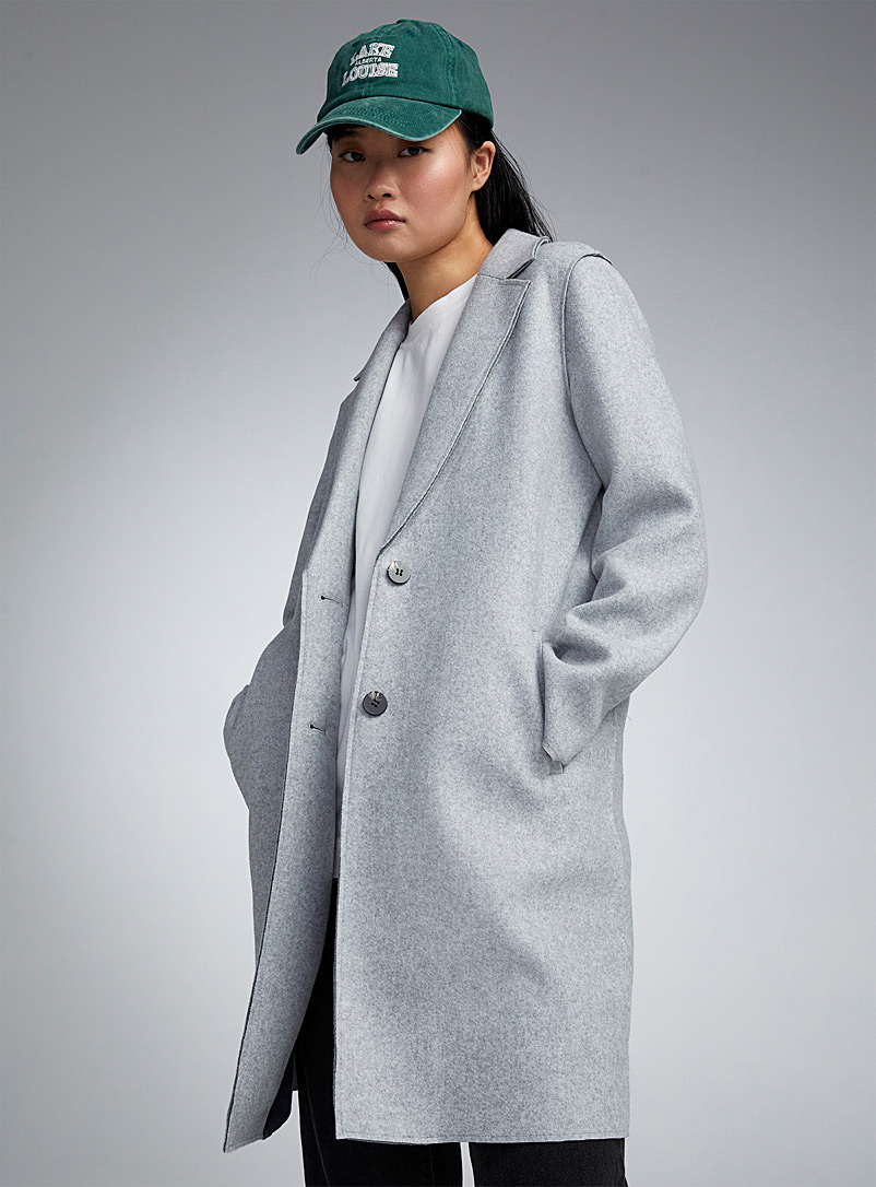 Two-button brushed coat