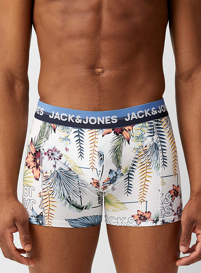 Jack & Jones Patterned White Tropical flora trunk for men