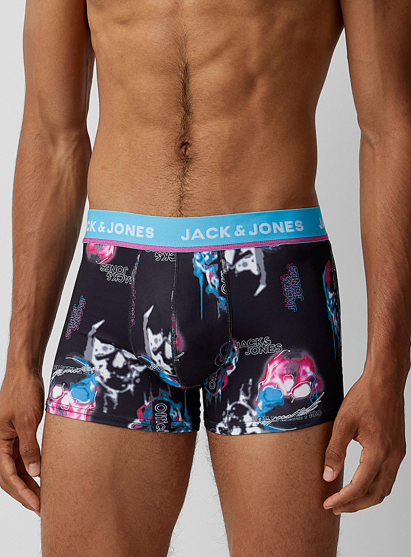 Jack & Jones Patterned Black Frosted colour trunk for men